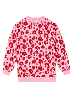 SCAMP & DUDE Pink Kids Oversized Sweatshirt Leopard & Lightning Bolt