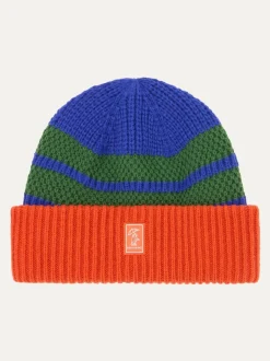 Sealskinz Kids Blue Apton Waterproof Cold Weather Striped Roll Cuff Beanie