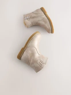Silver Ankle Western Boots