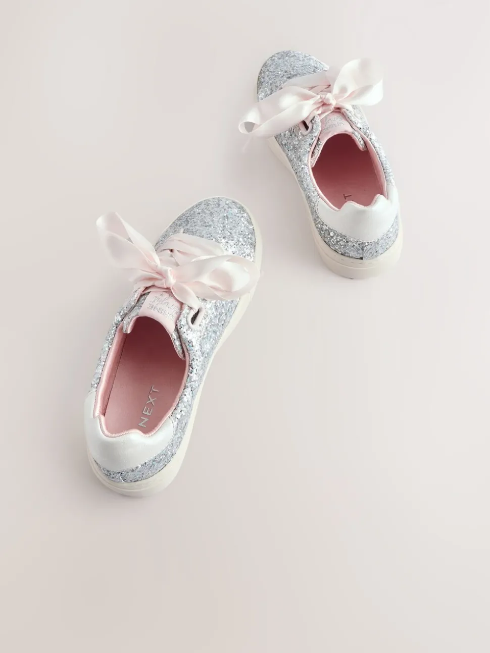 Silver Glitter Standard Fit (F) Occasion Lace-Up Trainers