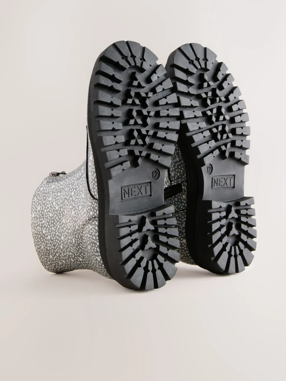 Silver Metallic Stars Standard Fit (F) Zip Front Ankle Boots