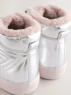 Silver Standard Fit (F) Touch and Close Fastening High Top Trainers