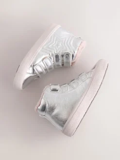 Silver Standard Fit (F) Touch and Close Fastening High Top Trainers