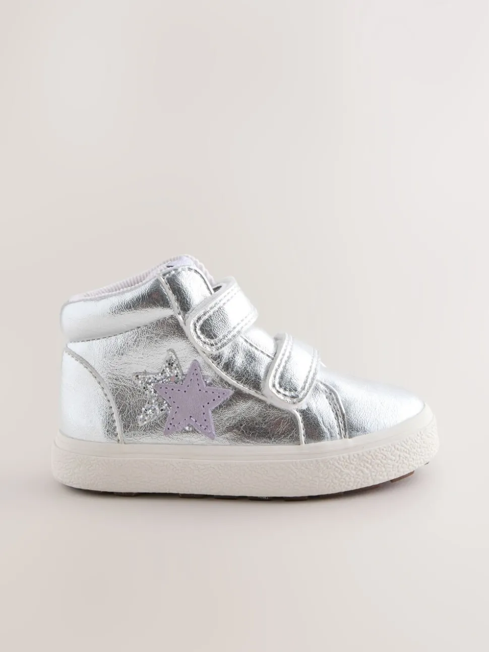 Silver Standard Fit (F) Touch Fasten High Top Trainers