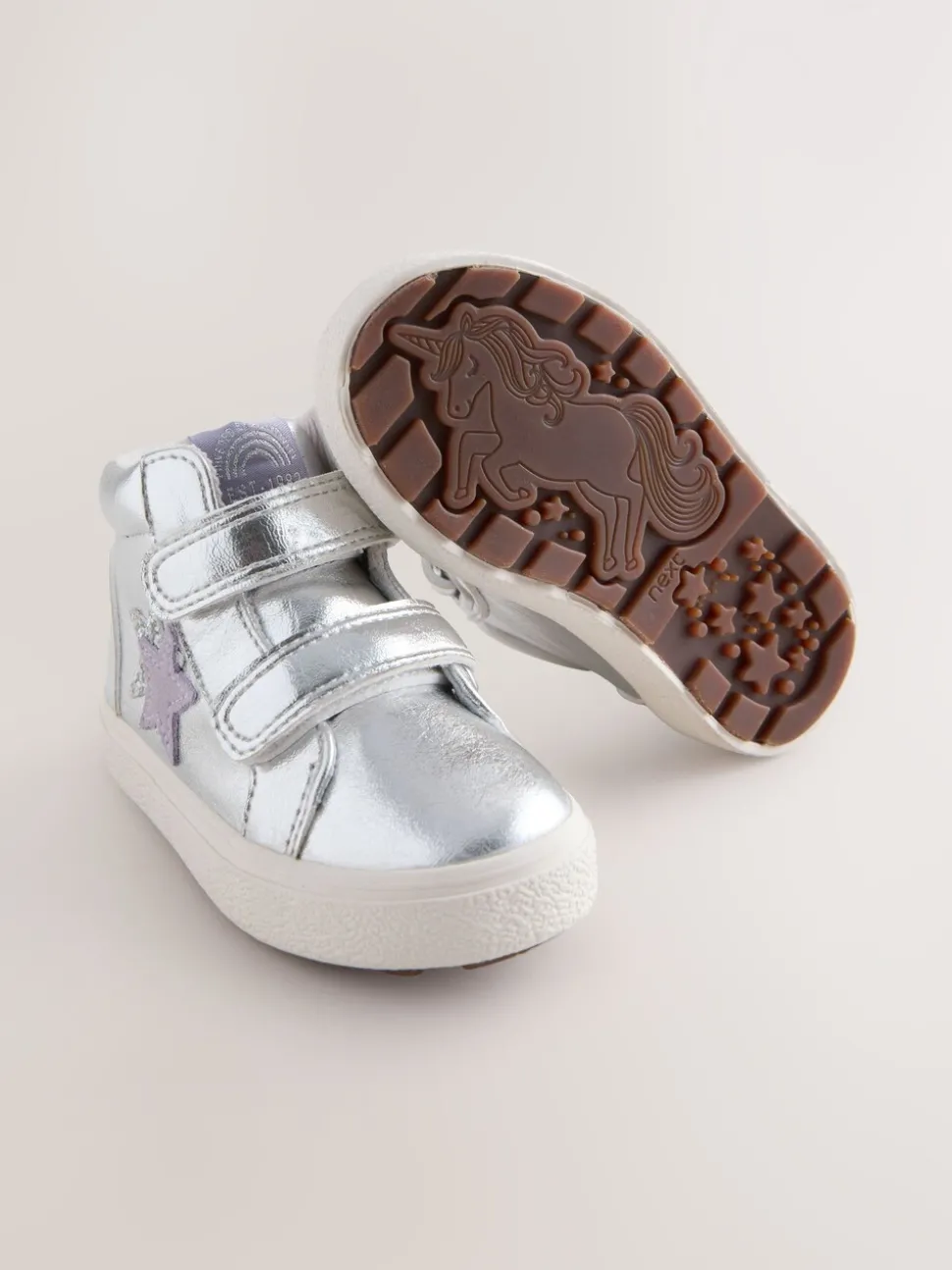 Silver Standard Fit (F) Touch Fasten High Top Trainers