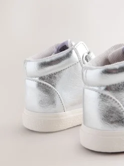 Silver Standard Fit (F) Touch Fasten High Top Trainers