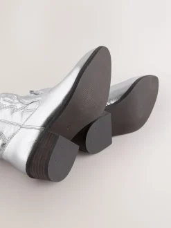 Silver Western Ankle Boots