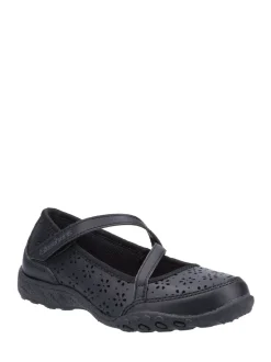 Skechers Black Breathe-Easy Playground Poppies School Shoes
