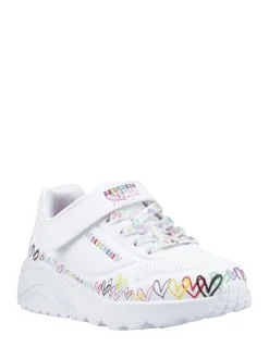 Skechers White Uno Lite Heart Craze Trainers