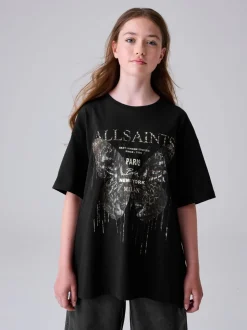 smALLSAINTS Black/Butterfly Graphic Oversized Crew Neck T-Shirt