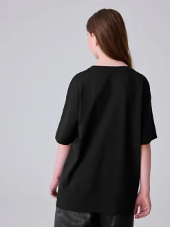 smALLSAINTS Black/Butterfly Graphic Oversized Crew Neck T-Shirt