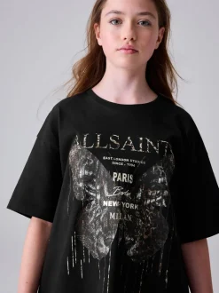 smALLSAINTS Black/Butterfly Graphic Oversized Crew Neck T-Shirt