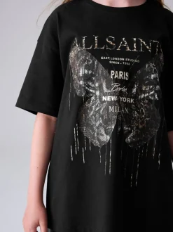 smALLSAINTS Black/Butterfly Graphic Oversized Crew Neck T-Shirt