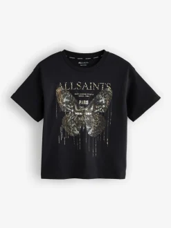 smALLSAINTS Black/Butterfly Graphic Oversized Crew Neck T-Shirt