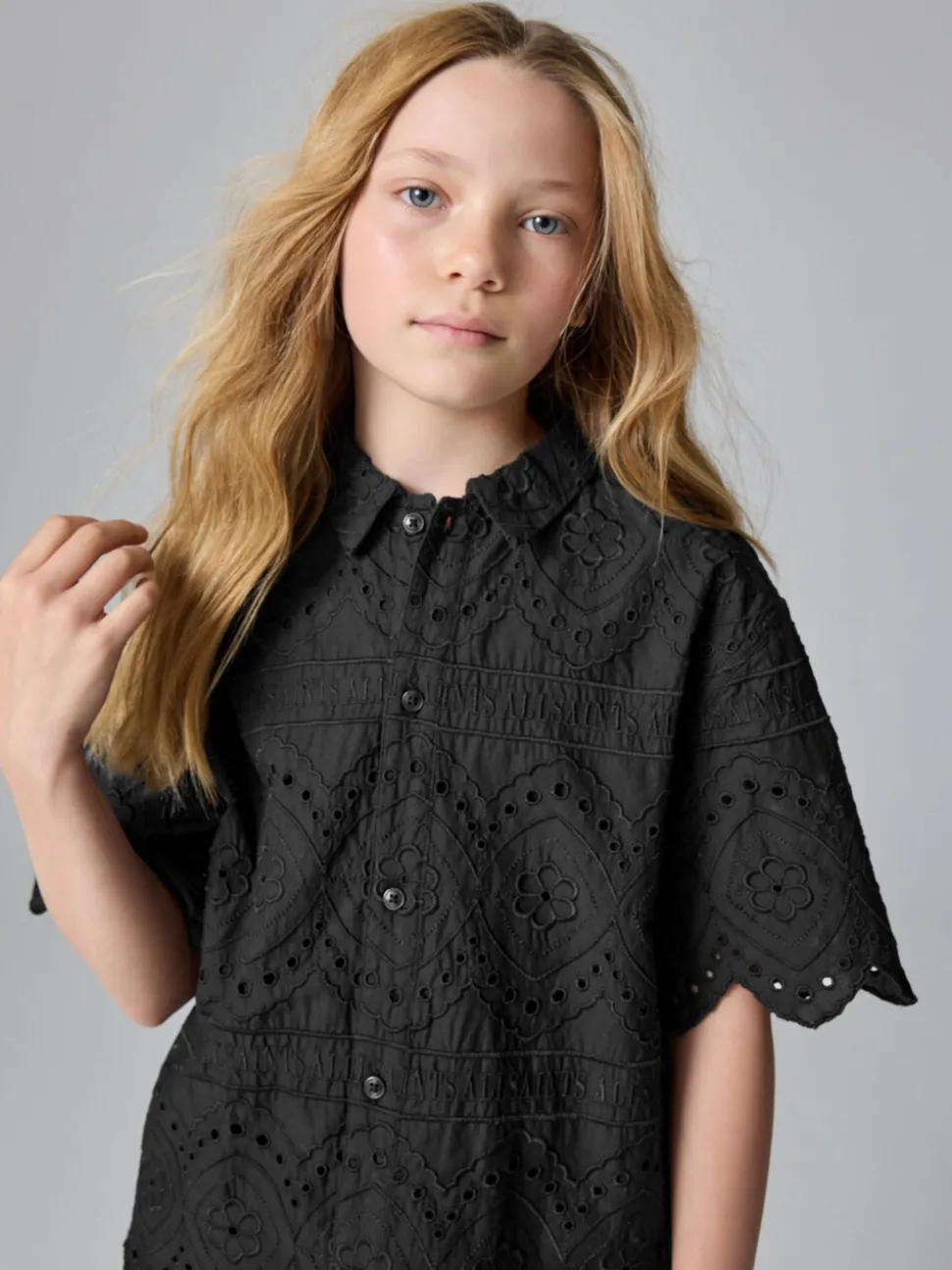 smALLSAINTS Black Cotton Broderie Shirt and Shorts Set