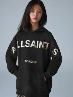 smALLSAINTS Black/Gold Biggy Oversized Pullover Hoodie