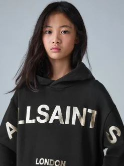 smALLSAINTS Black/Gold Biggy Oversized Pullover Hoodie