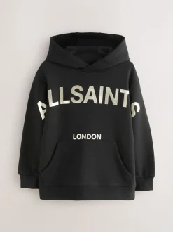 smALLSAINTS Black/Gold Biggy Oversized Pullover Hoodie