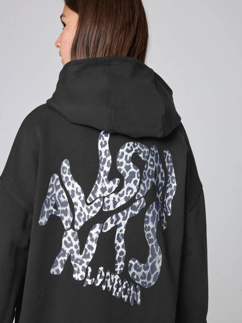 smALLSAINTS Black/Leopard Orlando Oversized Pullover Hoodie