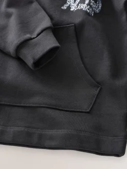 smALLSAINTS Black/Leopard Orlando Oversized Pullover Hoodie