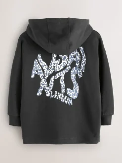 smALLSAINTS Black/Leopard Orlando Oversized Pullover Hoodie
