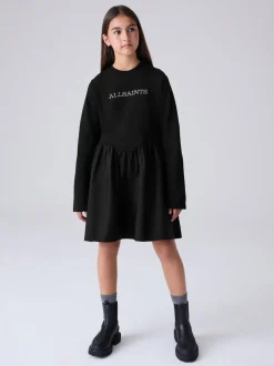 smALLSAINTS Black Logo Chevron Long Sleeve T-Shirt Dress