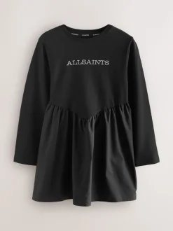 smALLSAINTS Black Logo Chevron Long Sleeve T-Shirt Dress