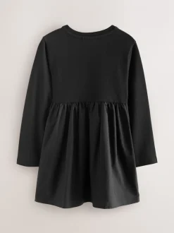 smALLSAINTS Black Logo Chevron Long Sleeve T-Shirt Dress