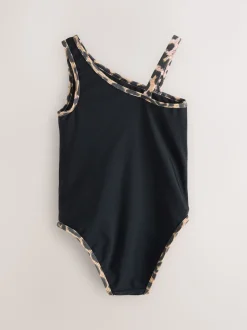 smALLSAINTS Black Tierra Logo Asymmetric Swimsuit