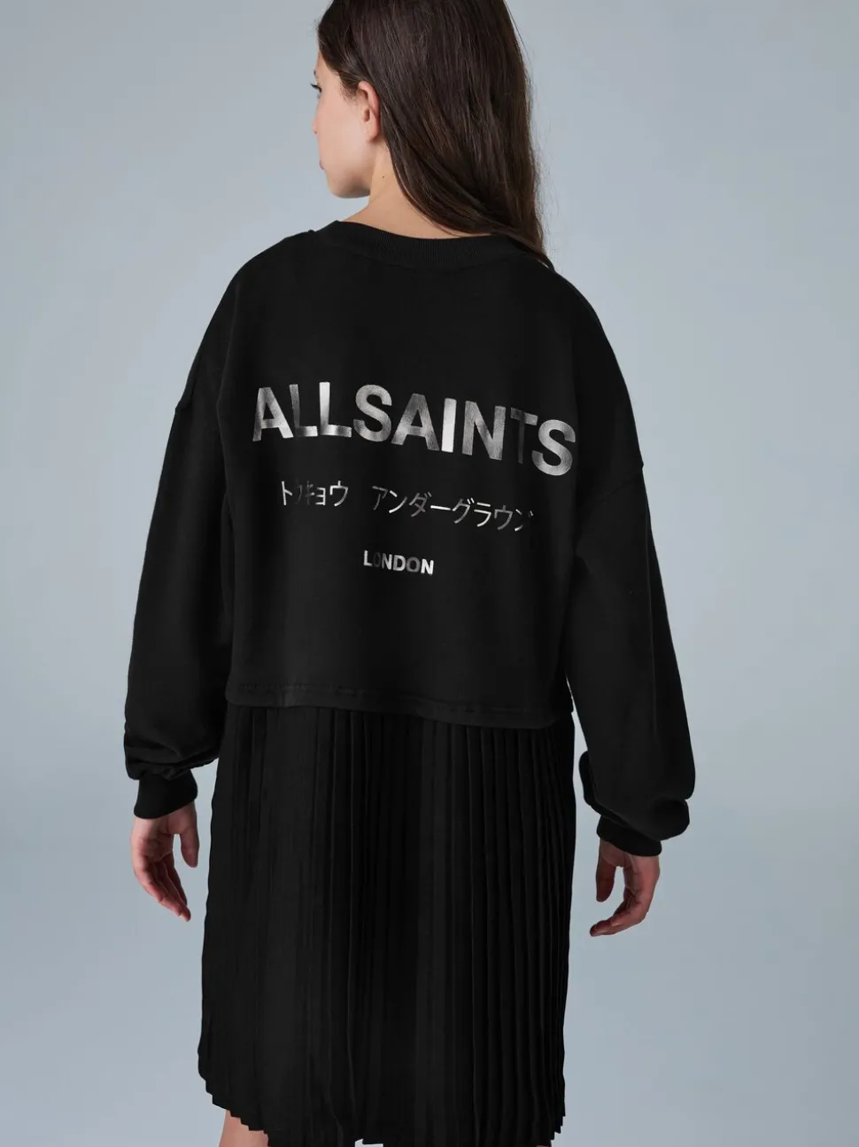 smALLSAINTS Black Underground Pleated Back Oversized Sweat Dress