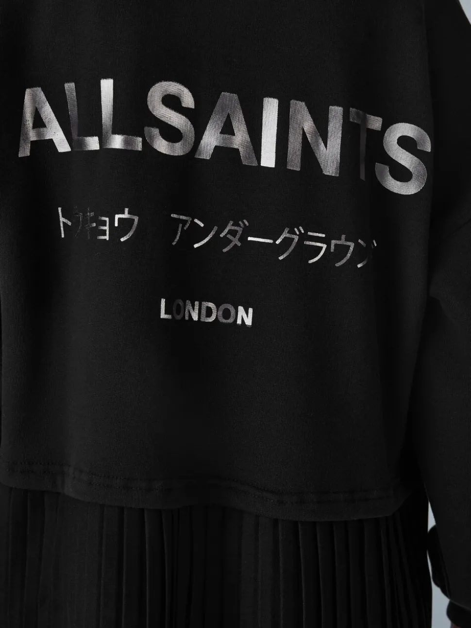 smALLSAINTS Black Underground Pleated Back Oversized Sweat Dress