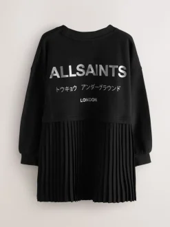 smALLSAINTS Black Underground Pleated Back Oversized Sweat Dress