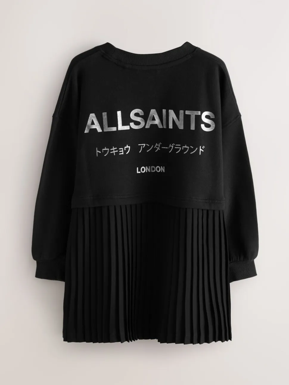 smALLSAINTS Black Underground Pleated Back Oversized Sweat Dress