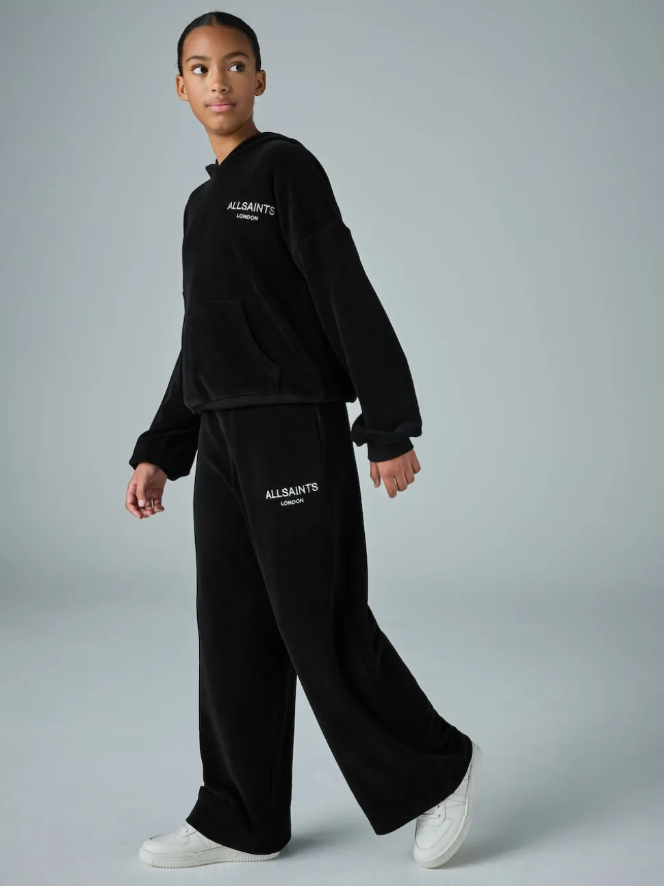 smALLSAINTS Black Velour Hoodie and Wide Leg Jogger Set