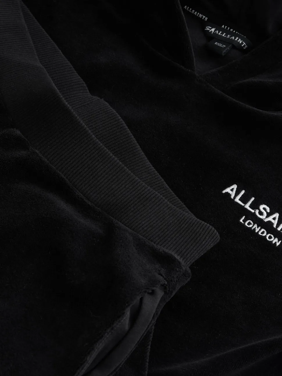 smALLSAINTS Black Velour Hoodie and Wide Leg Jogger Set