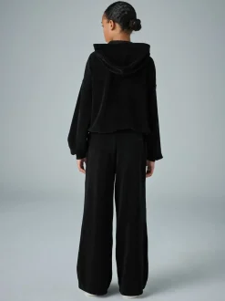 smALLSAINTS Black Velour Hoodie and Wide Leg Jogger Set