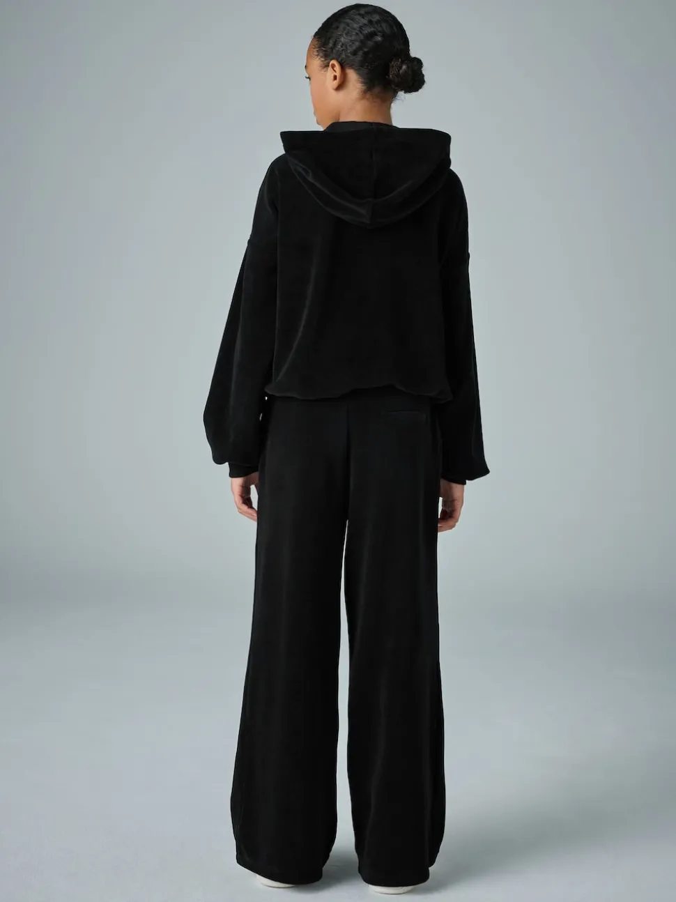 smALLSAINTS Black Velour Hoodie and Wide Leg Jogger Set