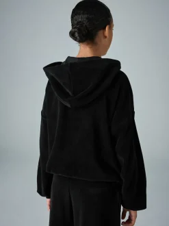 smALLSAINTS Black Velour Hoodie and Wide Leg Jogger Set