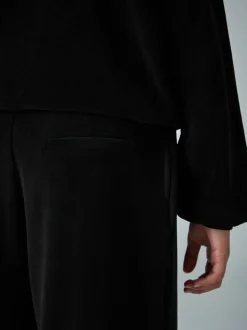 smALLSAINTS Black Velour Hoodie and Wide Leg Jogger Set