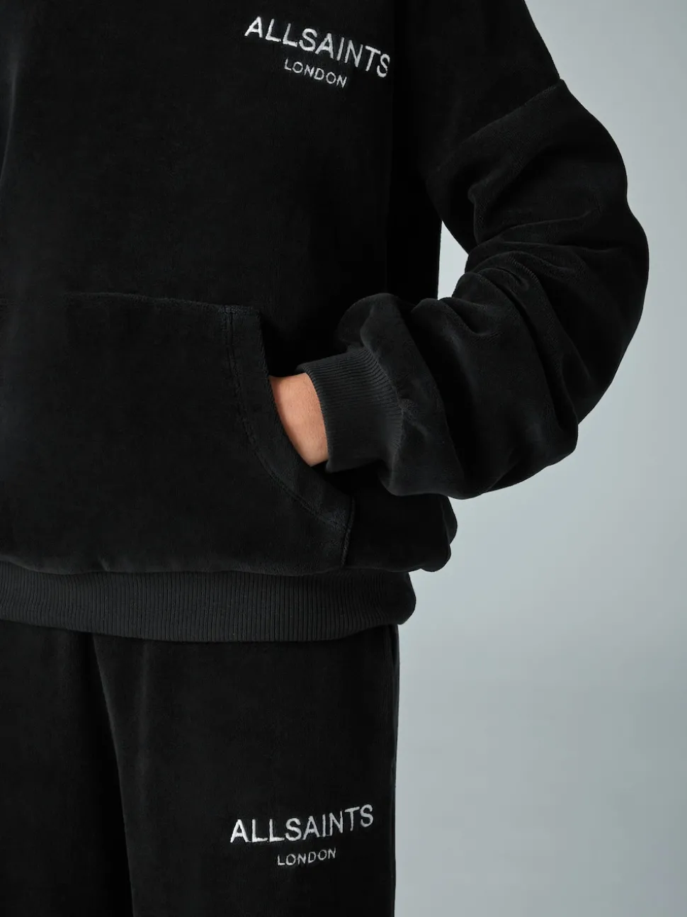 smALLSAINTS Black Velour Hoodie and Wide Leg Jogger Set