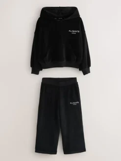 smALLSAINTS Black Velour Hoodie and Wide Leg Jogger Set