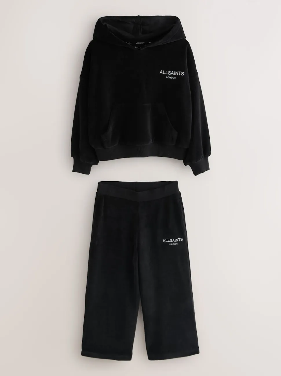 smALLSAINTS Black Velour Hoodie and Wide Leg Jogger Set