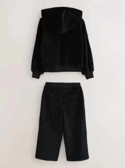 smALLSAINTS Black Velour Hoodie and Wide Leg Jogger Set