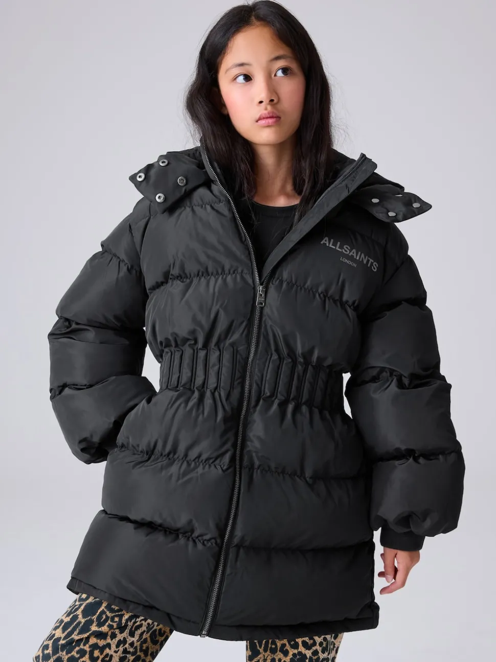 smALLSAINTS Black Waisted Longline Padded Coat