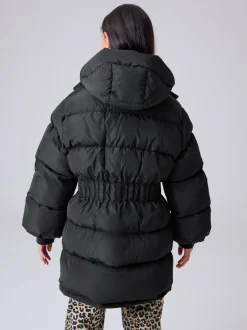 smALLSAINTS Black Waisted Longline Padded Coat