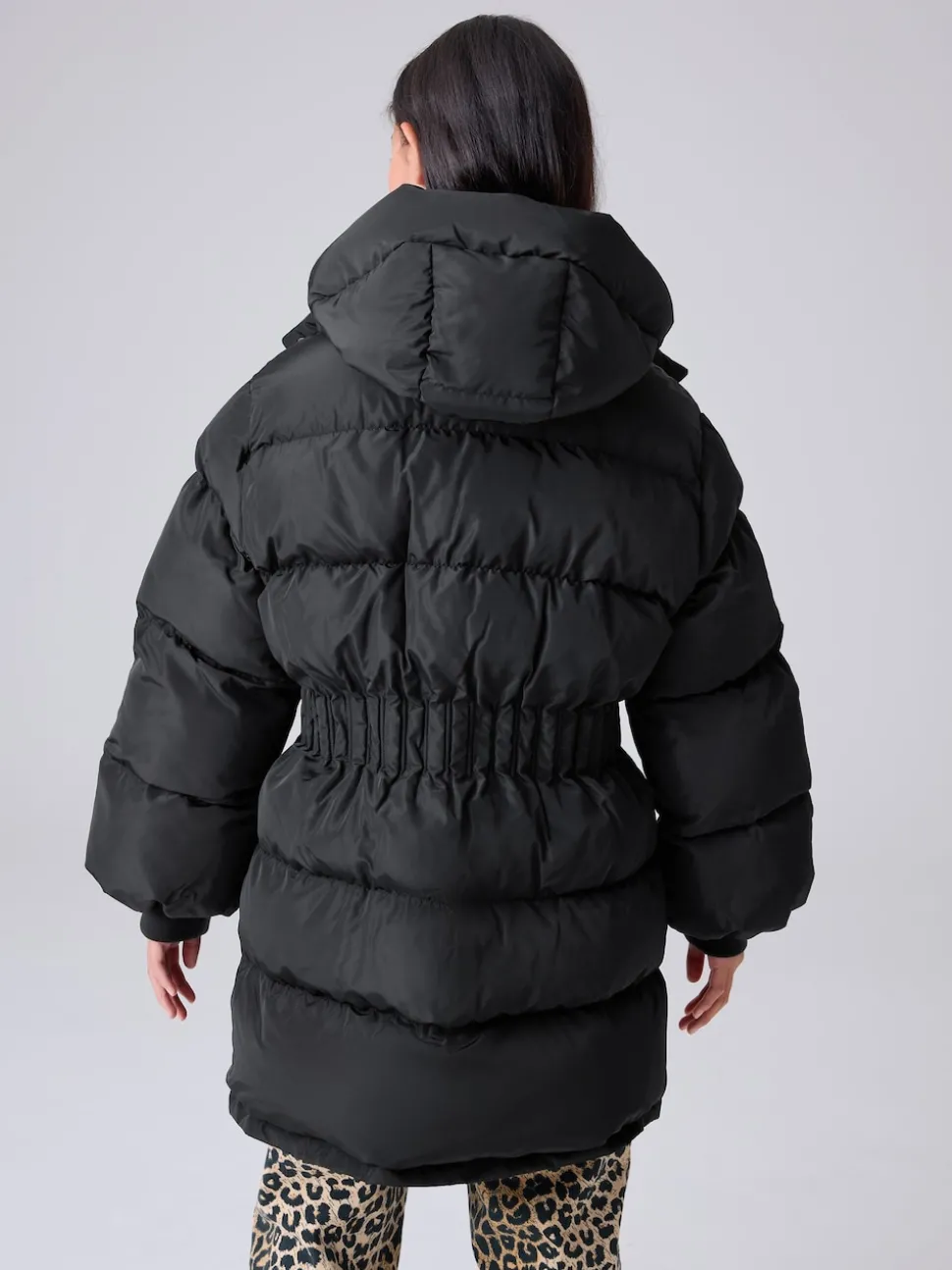 smALLSAINTS Black Waisted Longline Padded Coat