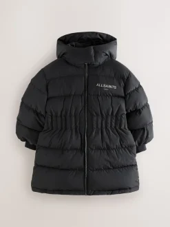 smALLSAINTS Black Waisted Longline Padded Coat