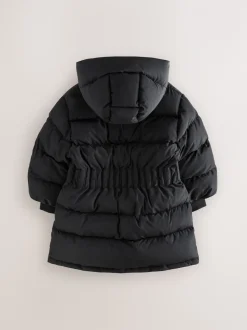 smALLSAINTS Black Waisted Longline Padded Coat