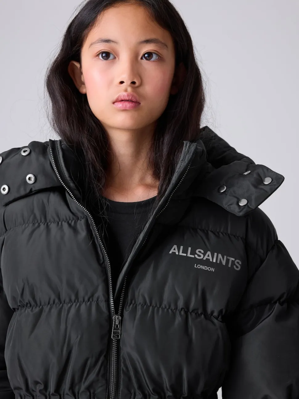 smALLSAINTS Black Waisted Longline Padded Coat