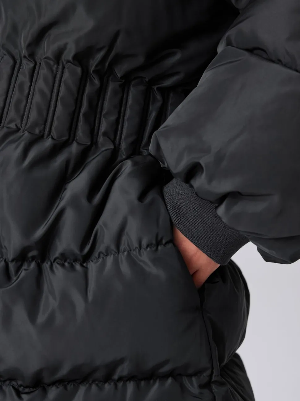 smALLSAINTS Black Waisted Longline Padded Coat